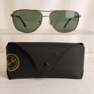 Ray-Ban RB8313 Aviator Sunglasses Polarized | Black Silver Frame Green Lenses